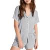 Ekouaer Pajamas Set for Women Classic Short Sleeve PJ Sets Button Down Lounge Sets Comfy Sleepwear(Light Grey)