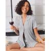 Ekouaer Pajamas Set for Women Classic Short Sleeve PJ Sets Button Down Lounge Sets Comfy Sleepwear(Light Grey)