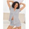 Ekouaer Pajamas Set for Women Classic Short Sleeve PJ Sets Button Down Lounge Sets Comfy Sleepwear(Light Grey)