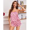 Ekouaer Satin Backless Ruffle Pajamas Silk Bow Ties Lingerie Set Wedding Bridal Party Sleepwear for Women(Pink Cake)