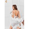 Ekouaer Satin Backless Ruffle Pajamas Silk Bow Ties Lingerie Set Wedding Bridal Party Sleepwear for Women(White)