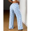 Ekouaer Women Pajama Pants Comfy Pj Bottom with Pockets Stretch Plaid Sleepwear(Cherry Blue Plaid)