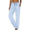 Ekouaer Women Pajama Pants Comfy Pj Bottom with Pockets Stretch Plaid Sleepwear(Cherry Blue Plaid)