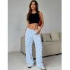 Ekouaer Women Pajama Pants Comfy Pj Bottom with Pockets Stretch Plaid Sleepwear(Cherry Blue Plaid)