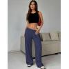 Ekouaer Women Pajama Pants Comfy Pj Bottom with Pockets Stretch Plaid Sleepwear(Navy Blue)