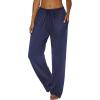 Ekouaer Women Pajama Pants Comfy Pj Bottom with Pockets Stretch Plaid Sleepwear(Navy Blue)