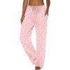 Ekouaer Women Pajama Pants Comfy Pj Bottom with Pockets Stretch Plaid Sleepwear(Pink Bowknots)