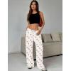 Ekouaer Women Pajama Pants Comfy Pj Bottom with Pockets Stretch Plaid Sleepwear(Polka-dot Bow)