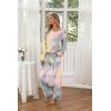Ekouaer Womens 2 Pack Pajama Set Long Sleeve Pajamas Top and Pants V Neck Pjs Set Soft Loungewear with Pockets(Agray Tie-dye  White Strip)