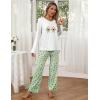 Ekouaer Womens 2 Pack Pajama Set Long Sleeve Pajamas Top and Pants V Neck Pjs Set Soft Loungewear with Pockets(Avocado Green  Pink Leopard Print)
