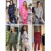 Ekouaer Womens 2 Pack Pajama Set Long Sleeve Pajamas Top and Pants V Neck Pjs Set Soft Loungewear with Pockets(Black  Dark Grey)