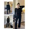 Ekouaer Womens 2 Pack Pajama Set Long Sleeve Pajamas Top and Pants V Neck Pjs Set Soft Loungewear with Pockets(Black  Dark Grey)