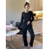 Ekouaer Womens 2 Pack Pajama Set Long Sleeve Pajamas Top and Pants V Neck Pjs Set Soft Loungewear with Pockets(Black  Dark Grey)