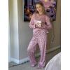 Ekouaer Womens 2 Pack Pajama Set Long Sleeve Pajamas Top and Pants V Neck Pjs Set Soft Loungewear with Pockets(Black  Pink Leopard)