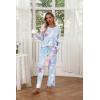 Ekouaer Womens 2 Pack Pajama Set Long Sleeve Pajamas Top and Pants V Neck Pjs Set Soft Loungewear with Pockets(Black  Tie Dye)