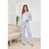 Ekouaer Womens 2 Pack Pajama Set Long Sleeve Pajamas Top and Pants V Neck Pjs Set Soft Loungewear with Pockets(Black Floral  Blue Floral)