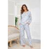 Ekouaer Womens 2 Pack Pajama Set Long Sleeve Pajamas Top and Pants V Neck Pjs Set Soft Loungewear with Pockets(Black Floral  Blue Floral)