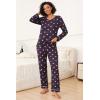 Ekouaer Womens 2 Pack Pajama Set Long Sleeve Pajamas Top and Pants V Neck Pjs Set Soft Loungewear with Pockets(Black Love khaki)