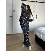 Ekouaer Womens 2 Pack Pajama Set Long Sleeve Pajamas Top and Pants V Neck Pjs Set Soft Loungewear with Pockets(Black Star  Black)