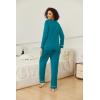 Ekouaer Womens 2 Pack Pajama Set Long Sleeve Pajamas Top and Pants V Neck Pjs Set Soft Loungewear with Pockets(Black blue Green)