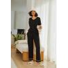 Ekouaer Womens 2 Pack Pajama Set Long Sleeve Pajamas Top and Pants V Neck Pjs Set Soft Loungewear with Pockets(Black leopard)