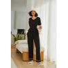 Ekouaer Womens 2 Pack Pajama Set Long Sleeve Pajamas Top and Pants V Neck Pjs Set Soft Loungewear with Pockets(Black leopard Rose Black)