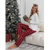 Ekouaer Womens 2 Pack Pajama Set Long Sleeve Pajamas Top and Pants V Neck Pjs Set Soft Loungewear with Pockets(Blue Christmas Elk  Red Plaid Christmas)
