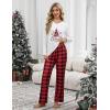 Ekouaer Womens 2 Pack Pajama Set Long Sleeve Pajamas Top and Pants V Neck Pjs Set Soft Loungewear with Pockets(Blue Christmas Elk  Red Plaid Christmas)