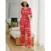 Ekouaer Womens 2 Pack Pajama Set Long Sleeve Pajamas Top and Pants V Neck Pjs Set Soft Loungewear with Pockets(Christmas Elk-red christmas – Green)