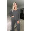Ekouaer Womens 2 Pack Pajama Set Long Sleeve Pajamas Top and Pants V Neck Pjs Set Soft Loungewear with Pockets(Dark Gray  Green)