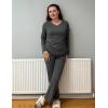 Ekouaer Womens 2 Pack Pajama Set Long Sleeve Pajamas Top and Pants V Neck Pjs Set Soft Loungewear with Pockets(Dark Gray  Green)