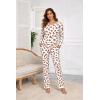 Ekouaer Womens 2 Pack Pajama Set Long Sleeve Pajamas Top and Pants V Neck Pjs Set Soft Loungewear with Pockets(Geometric Diamond Polka Dots leopard-apricot&brown)