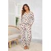 Ekouaer Womens 2 Pack Pajama Set Long Sleeve Pajamas Top and Pants V Neck Pjs Set Soft Loungewear with Pockets(Geometric Diamond Polka Dots leopard-apricot&brown)