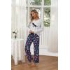 Ekouaer Womens 2 Pack Pajama Set Long Sleeve Pajamas Top and Pants V Neck Pjs Set Soft Loungewear with Pockets(Grey Stars  Dinosaurs)