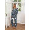 Ekouaer Womens 2 Pack Pajama Set Long Sleeve Pajamas Top and Pants V Neck Pjs Set Soft Loungewear with Pockets(Leopard grey Star)