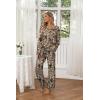 Ekouaer Womens 2 Pack Pajama Set Long Sleeve Pajamas Top and Pants V Neck Pjs Set Soft Loungewear with Pockets(Leopard grey Star)