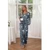 Ekouaer Womens 2 Pack Pajama Set Long Sleeve Pajamas Top and Pants V Neck Pjs Set Soft Loungewear with Pockets(Leopard grey Star)