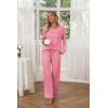 Ekouaer Womens 2 Pack Pajama Set Long Sleeve Pajamas Top and Pants V Neck Pjs Set Soft Loungewear with Pockets(Light Blue Star  Pink)