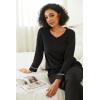 Ekouaer Womens 2 Pack Pajama Set Long Sleeve Pajamas Top and Pants V Neck Pjs Set Soft Loungewear with Pockets(Light Grey black)