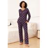 Ekouaer Womens 2 Pack Pajama Set Long Sleeve Pajamas Top and Pants V Neck Pjs Set Soft Loungewear with Pockets(Light Grey love Navy Blue)
