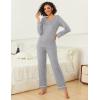 Ekouaer Womens 2 Pack Pajama Set Long Sleeve Pajamas Top and Pants V Neck Pjs Set Soft Loungewear with Pockets(Light Grey wine Red)
