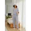 Ekouaer Womens 2 Pack Pajama Set Long Sleeve Pajamas Top and Pants V Neck Pjs Set Soft Loungewear with Pockets(Light Grey wine Red)