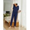Ekouaer Womens 2 Pack Pajama Set Long Sleeve Pajamas Top and Pants V Neck Pjs Set Soft Loungewear with Pockets(Navy Blue rose)