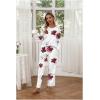 Ekouaer Womens 2 Pack Pajama Set Long Sleeve Pajamas Top and Pants V Neck Pjs Set Soft Loungewear with Pockets(Pink Floral white Floral)