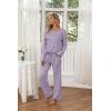 Ekouaer Womens 2 Pack Pajama Set Long Sleeve Pajamas Top and Pants V Neck Pjs Set Soft Loungewear with Pockets(Pink Love  Purple)