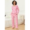 Ekouaer Womens 2 Pack Pajama Set Long Sleeve Pajamas Top and Pants V Neck Pjs Set Soft Loungewear with Pockets(Pink Strawberry，leopard Love)