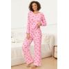 Ekouaer Womens 2 Pack Pajama Set Long Sleeve Pajamas Top and Pants V Neck Pjs Set Soft Loungewear with Pockets(Pink Strawberry，leopard Love)