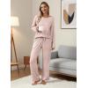 Ekouaer Womens 2 Pack Pajama Set Long Sleeve Pajamas Top and Pants V Neck Pjs Set Soft Loungewear with Pockets(Pink Striped  Blue Polka Dots)