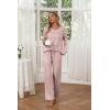 Ekouaer Womens 2 Pack Pajama Set Long Sleeve Pajamas Top and Pants V Neck Pjs Set Soft Loungewear with Pockets(Pink Striped  Blue Polka Dots)