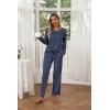 Ekouaer Womens 2 Pack Pajama Set Long Sleeve Pajamas Top and Pants V Neck Pjs Set Soft Loungewear with Pockets(Pink Striped  Blue Polka Dots)